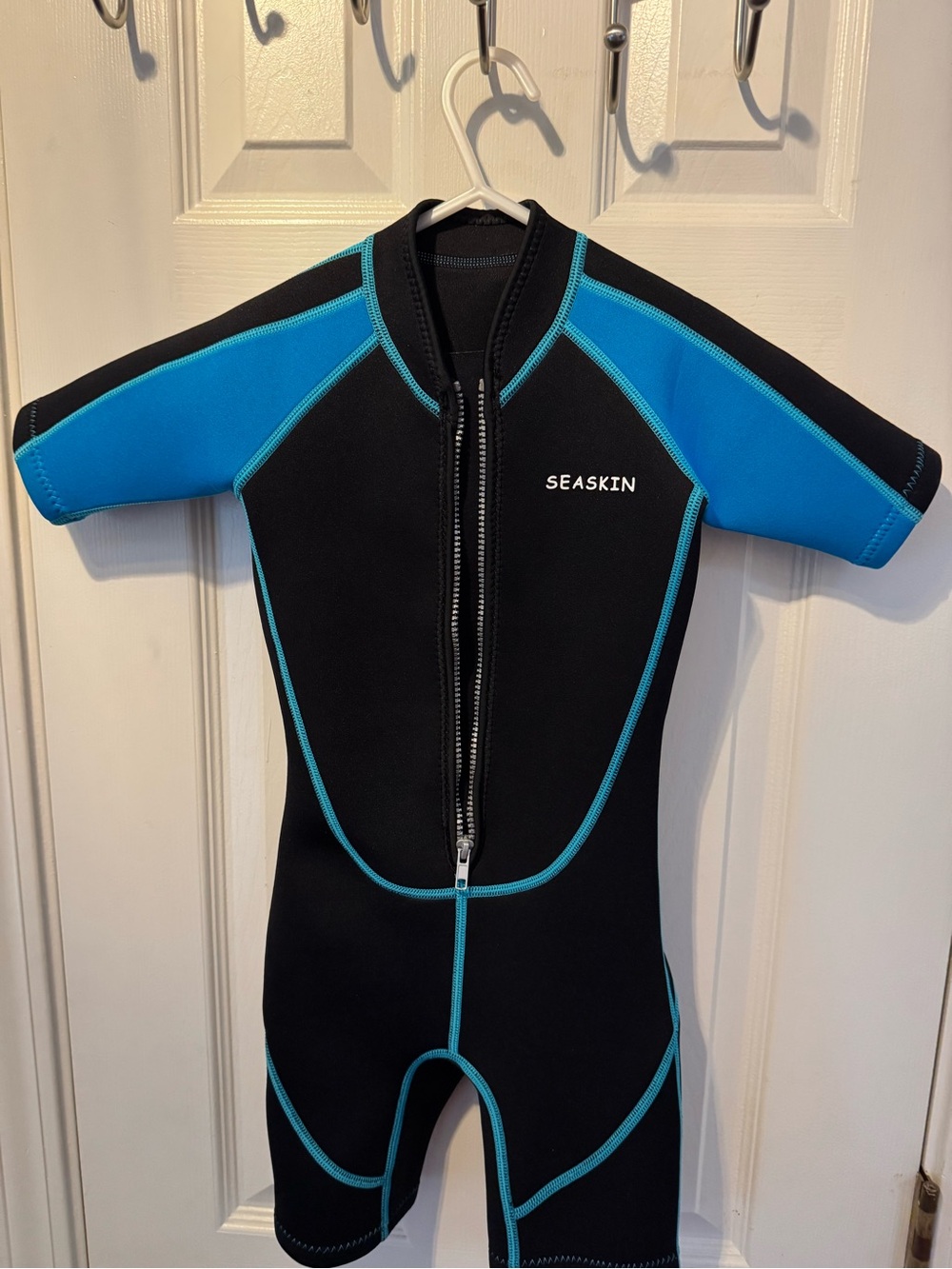 Skin Kids Shorty Rashguard - Black with Teal Panels